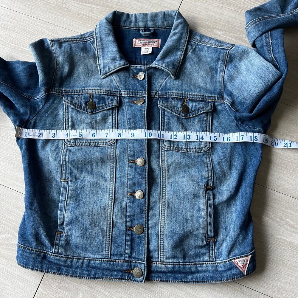 Guess Jeans Cropped Denim Jacket Womens Medium Fits Small - Picture 5 of 11